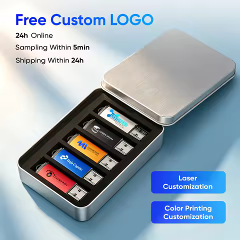Free Custom LOGO Pen Drives -LOT5 64GB USB Flash Drive 32GB With Iron Box Pendrive 16GB Free Gift U 