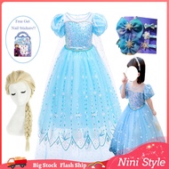 Dress for Kids Girl Princess Dresses Frozen 2 Baby Clothes Anna Elsa Cosplay Costume Long Cloak Wig Stickers Hair Clip Birthday Party OOTD Costumes Full Set
