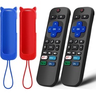 (2+2 Packs) Replacement Remote for Roku TV with Soft Protective Silicone Cover(Glow in The Dark), Un