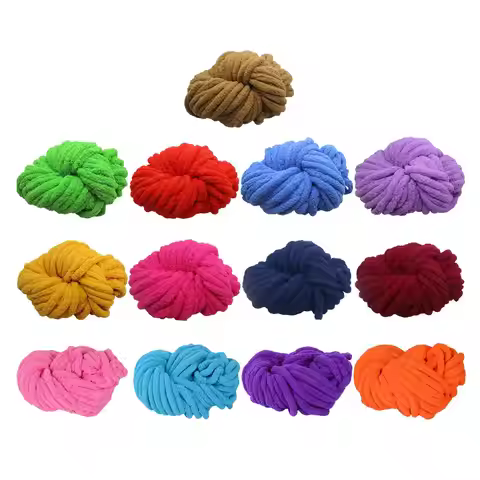 Chunky Chenille Yarn Washable Soft Plush Yarn Jumbo Acrylic Thick Yarn Bulky Yarn for Scarf Crochet 