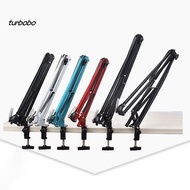 turbobo Adjustable Boom Arm for Recording Microphone 360 Degree Rotation Foldable Microphone Stand with Universal Clip Adapter for Studio Dj Podcasting Easy Install Dual Support