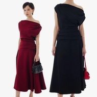 NOIRE DRESS – OUDRE | Off-shoulder Dress | Midi Dress Off Shoulder Dress