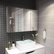 （Ready stock）Stainless Steel Bathroom Mirror Cabinet Mirror Box Wall-Mounted Bathroom Mirror Cabinet with Light Bathroom Mirror with Shelf Customization