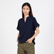 Forest Ladies Polyester Collar Plain Blouse Women Short Sleeve Blouse | Baju Perempuan - 822417