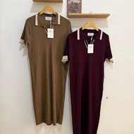 SL545 | COLLAR DRESS by POP UP BKK | CASUAL DRESS | MIDI DRESS | BKK DRESS | KNITTED DRESS