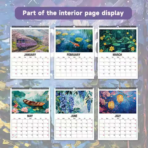 1pc 2026 Wall Calendar, Dreamy Beautiful Design, 12 Unique Patterns, Monthly Plan,Perfect Gift for B
