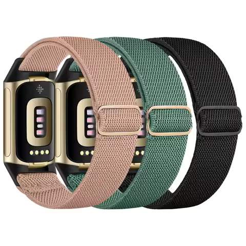3 Packs Stretchy Nylon Compatible with Fitbit Charge 5 Bands/Fitbit Charge 6 Bands for Women Men, El