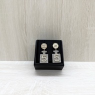 CHANEL銀色水鑽5號香水造型耳環