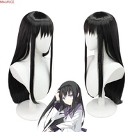 MAURICE Homura Akemi Cosplay Wig, Magical Girl Halloween Party Puella Magi Madoka Magica, Role Play Heat Resistant Natural Synthetic Long Black Wig Women