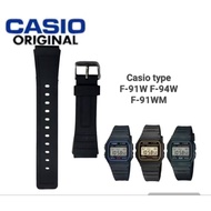 Strap Casio F91 F94 F91w F94w F91mw Rubber Strap Black F91