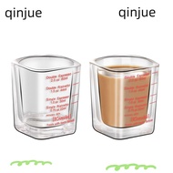 QINJUE 2pcs Measuring Cup, 6*6*5 CM Glass Espresso Shot Glass, Expedient Black/Red Square Glass Cup Kitchen