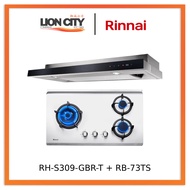 RinnaI-RH-S309-GBR-T-Cooker Hood + RB-73TS Stainless Steel Hob