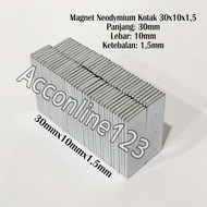 Neodymium Magnet Box 30x10x1.5 Silver Strong Neodymium Magnet/ 30mm x 10mm x 1.5mm (Per Pcs)