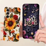 For Samsung Galaxy F13 F14 4G Phone Case Fashion Sunflower Soft Silicone Lens Protection Cover For S
