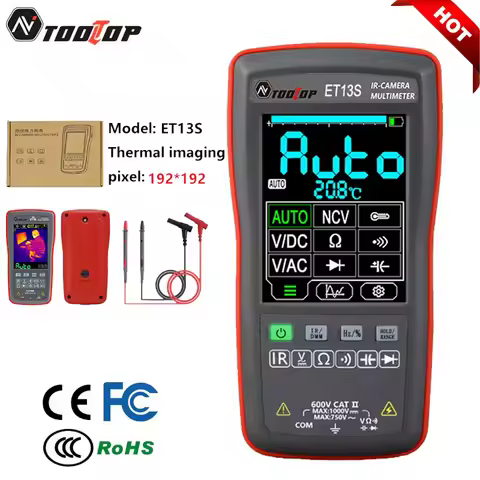 TOOLTOP ET13S Thermal Imaging Camera 192*192 with Macro Lens IR Camera Multimeter 9999 Counts for Au