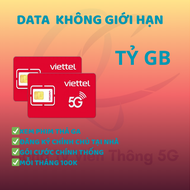 FREESHIP - CHƯA KÍCH HOẠT.Sim 5G viettel TỶ GB DATA KHÔNG GIỚI HẠN 0d
