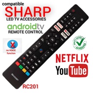 (OEM NO VOICE FUNCTION) Sharp RC201 Android Smart TV Remote Control 4TC55EK2X, 4TC50FJ1X, 4TC55FJ1X,