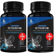Research Labs Triple Strength Natural Astaxanthin 12mg Softgels + Extra Bottle Organic Coconut Oil f