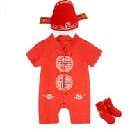 Newborn baby boy short sleeves cotton CNY romper, chinese new year clothes kids, cny clothes, clothe