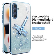 Dragonfly Holder Plating Phone Case For Samsung Galaxy M55 M54 F54 M34 F34 M53 M52 M51 M14 5G Protec