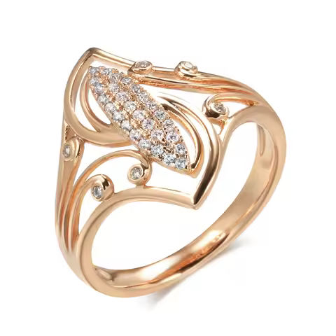 Kinel New Fine Curve Women Rings 585 Rose Gold With Micro Wax Inlay Natural Zircon Ethnic Bride Ring