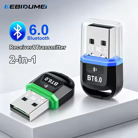KEBIDUMEI USB Bluetooth 6.0 Adapter Transmitter Receiver Bluetooth 6.0 Dongle Wireless USB Adapter F