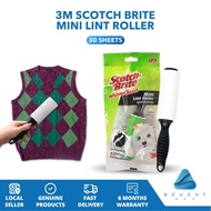 3M Scotch Brite Mini Lint Roller 30 Sheets – Portable & Travel-Friendly, Easy Tear-Off, No Glue Resi