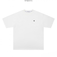 ORIGINAL Calvin Klein 100% Short sleeve shirt men Round neck man Women Loose Baju putih lelaki Summe