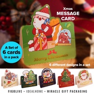 [SG Seller] 6 pcs Gold Foil Christmas Message Cards, Small Gift Card for christmas Gift