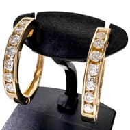 Hoop Diamond Earrings, 0.70/0.70ct, K18 Gold, 6.0g, Women's [Used]