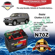 Münster Robust MF CMF N70Z | N70ZR | NX120-7R | 95D31R (75AH) Car Battery Bateri Kereta Isuzu Citati