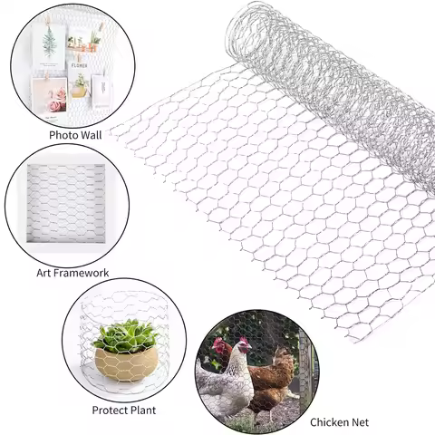 1/5M Chicken Iron Wire Mesh Animal Fence Net Hexagonal Netting Fencing Cages Aviary Fence for DIY Cr