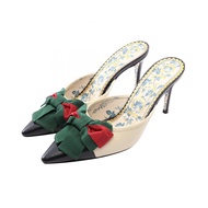 [Used] Gucci GUCCI Mules Sherry Line RIBON 519569 Leather Shoes Sackville Web Bow Mules Women's Used