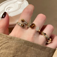 Milad Snake-Shaped Tiger Eye Stone Open Ring for Women, High-End Unique Design, Vintage Light Luxury