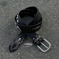Y2k Unisex Black Leather Belt for Men and Women with Spider Shape - Y2k Belt 105cm