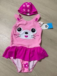 arena Girl swimming suit with hat size 130 女童泳衣 連泳帽