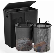 Raybee Laundry Basket with Lid,154L Laundry basket 2 Segment,Laundry Basket with Lid Collapsible Lau