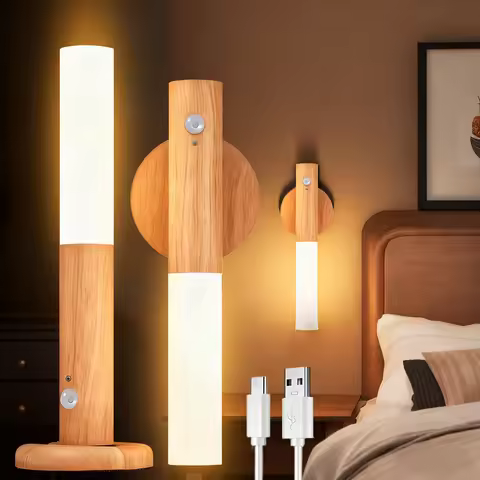 Portable LED Sensor Night Light Usb Power Charging Smart Indoor Wall Lamp for Living Room Stairs Por