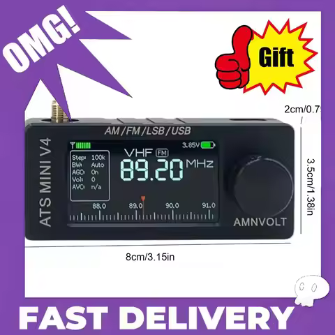 AMNVOLT V4 ATS MINI SI4732 Radio ALL Band DSP Radio FM AM SSB LSB USB Receiver with Stand & Headphon