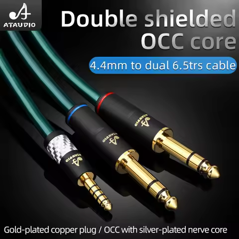 Hifi OCC 4.4mm balance to Dual 6.5 Trs Audio Cable Hi-end 4.4 to Dual 6.35mm Cord for Pha2a wm1a 1z 