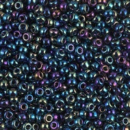 Miyuki 8/0 Round Seed Beads Metallic Rainbow Variegated Blue Iris (455)