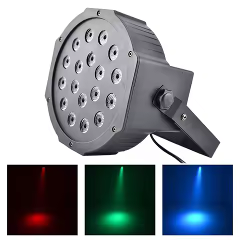 AUCD Mini 18W LEDs RGB Full Color PAR Lights Beam DMX Sound Disco Ball Projector Spotlight DJ Party 