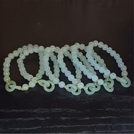 Fashion Double Ring Interlocking Hetian Jade Beaded Bracelet Female Ins Style Love Safety Buckle Ban