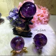 🔮 超高質深紫色巴西紫水晶球 極透少棉$888up