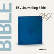 ESV Journal Bible Tru-Tone Deep Teal Fleur-de-lis design soft leather look