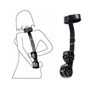 Neck to Back Wrist Cuffs Restraints Collar Handcuffs Bondage Leather Harness Bondage Set BDSM Sex Ga