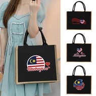 Merdeka promo Shoulder Bag Storage Imitation Sacks Linen Bag Picnic Shopping Pouch Interesting Paint