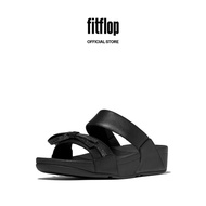 FitFlop LULU Women's Glitz-Bow Leather Slides - Black (E1H-001)