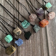 Natural Amethysts Amazonite Citrine Fluorite Quartz Pendant Necklace Mineral Crystal Chakra Healing