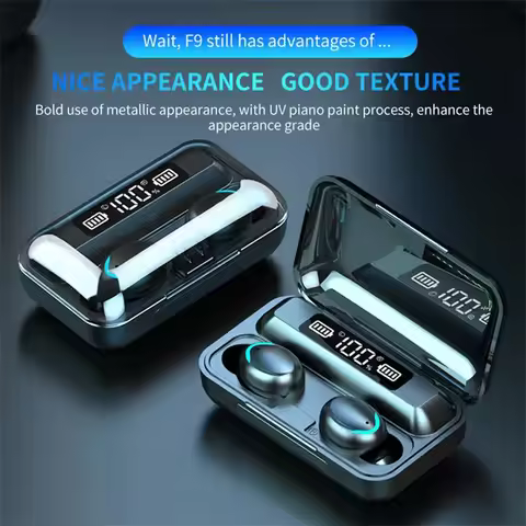 F9 Wireless Bluetooth Headphones Tws Game Earbuds Earphones Digital Display Heaset Large Capacity Ch
